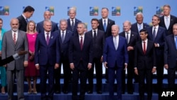 Lithuania's President Gitanas Nauseda, NATO Secretary-General Stoltenberg, US President Joe Biden, Britain's PM Sunak and Turkey's President Recep Tayyip Erdogan pose with other participants for a family photo at NATO Summit in Vilnius, July 11, 2023.