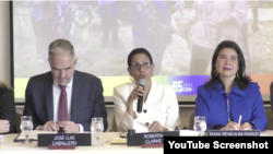 Conferencia de prensa de la CIDH, en Bogotá, Colombia, el 19 de abril de 2024.