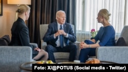Američki predsednik Džo Bajden sa Julijom i Dašom Navalnom, suprugom i ćerkom preminulog ruskog opozicionara Alekseja Navalnog (Foto: Foto: X/@POTUS)