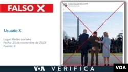 La fotografía fue modificada para simular que el mandatario estadounidense tenía su mano apoyada en el trasero del presidente de Ucrania Volodymyr Zelenskyy.