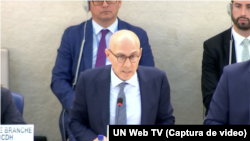 El Alto Comisionado de la Oficina para DDHH de la ONU (ACNUCH), Volker Türk, presenta su informe sobre Venezuela el 5 de julio de 2023.