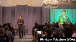 Thailand's Prime Minister Srettha Thavisin meets with members of Thai communities in the US in New York City. Sept 21, 2023.