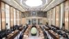 Uzbekistan's President Shavkat Mirziyoyev addresses the National Security Council in Tashkent, Jan. 12, 2024. Mirziyoyev spoke about the need for competitive and credible media, as an antidote to the influence of foreign news outlets. (president.uz)
