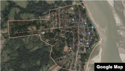 Google Map မြေပုံကနေ တွေ့ရတဲ့ ကချင်ပြည်နယ် မြစ်ကြီးနားမြို့နယ်ထဲ ဧရာဝတီမြစ်ဘေးက ဆင်ဘိုမြို့