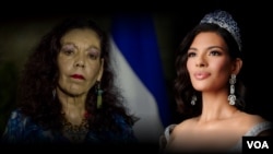 A la izquierda la vicepresidenta nicaragüense Rosario Murillo y a la derecha la Miss Universo Sheynnis Palacios