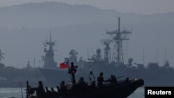 台湾海军在春节前进行军演。（2024年1月30日）