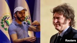 Montaje fotográfico con los presidentes Nayib Bukele y Javier Milei, de El Salvador y Argentina, respectivamente.