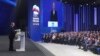 Presiden Rusia Vladimir Putin menyampaikan pidato di kongres partai "Rusia Bersatu" di Moskow, Minggu 17 Desember 2023.
