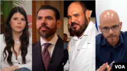 De izquierda a derecha: Camila, Laureano, Rafael y Edmundo, todos hijos del matrimonio de Daniel Ortega y Rosario Murillo. [Combinación de fotografías: Miguel Bravo, VOA]