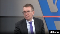 Latvian Foreign Minister Edgars Rinkevics speaks with VOA's Georgian Service, March 29, 2023.