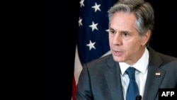 Menteri Luar Negeri AS Antony Blinken menyampaikan sambutan pada "Status Perempuan adalah Status Demokrasi" di Departemen Luar Negeri di Washington, DC, pada 28 Maret 2023. (Foto: Stefani Reynolds/AFP)