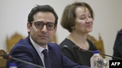 France's Minister for Europe and Foreign Affairs Stephane Sejourne meets his Egyptian counterpart (not pictured) in Egypt's New Administrative Capital on May 1, 2024.