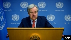 Foto Achiv: Sekrete-Jeneral Nasyonzuni Antonio Guterres nan katye jeneral LONU, 27 Jiye, 2023.