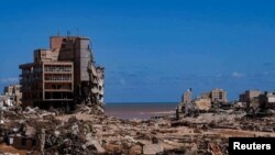 Destruction is seen in the city of Derna, following a powerful storm and heavy rainfall hitting the country, in Libya, Sept. 13, 2023. 
