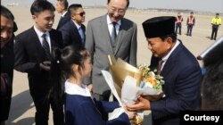 Menteri Pertahanan, yang juga presiden terpilih Indonesia, Prabowo Subianto hari Minggu (31/3) tiba di Beijing, China. (Courtesy : Tim Prabowo-Gibran)