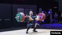 El pesista cubano Ramiro Mora durante la competencia en el Campeonato de Halterofilia de 2023. [Foto: Cortesía del entrevistado]