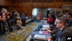 Заседание Международного Суда (ICJ). На переднем плане – представитель Украины Антон Кориневич. 19 сентября 2023 г.