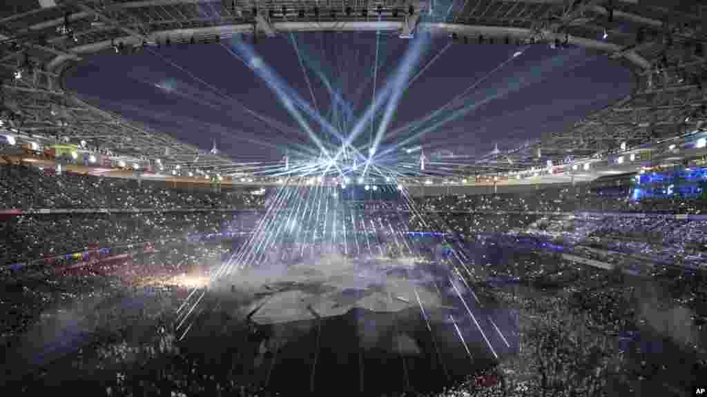 Participants attend the 2024 Summer Olympics closing ceremony at the Stade de France, Aug. 11, 2024, in Saint-Denis, France.