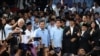Debat Pertama Capres 2024 yang diadakan oleh Komisi Pemilihan Umum RI (KPU RI) menghadirkan ketiga calon presiden yakni Ganjar Pranowo, Prabowo Subianto dan Anies Baswedan pada Selasa (12/12) di Jakarta. (VOA/Indra Yoga) 
