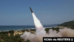 Mfano wa makombora yaliyorushwa na Korea Kaskazini. 