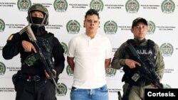 Una imagen de la captura alias ‘El Salomón’, líder del Tren de Aragua en Colombia, compartida por la policía colombiana. Foto: Cortesía Policía de Colombia. 