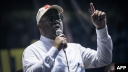Le président Félix Tshisekedi lors d'un meeting de campagne à Goma au Nord-Kivu, le 10 décembre 2023. AFP / Alexis Huguet