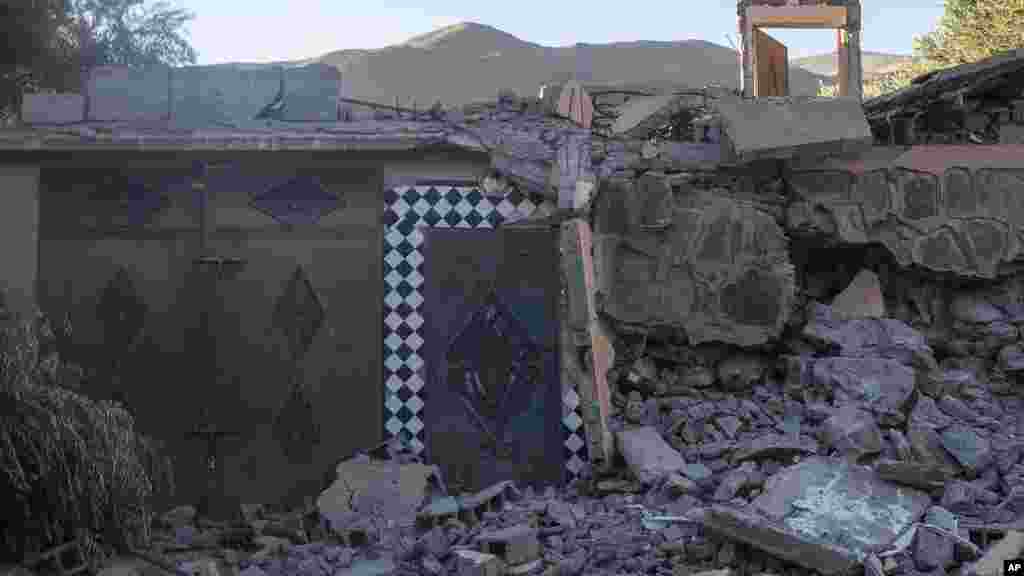 A home sits damaged from an earthquake in Ijjoukak village, near Marrakech, Morocco, Sept. 9, 2023.