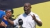 Promise Mkhwananzi addressing a CCC press conference in Harare.