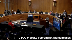 美中经济与安全审查委员会(USCC)周四(3月23日)举行年度报告周期的第三次听证会，主题是关于“中国的全球影响力和干涉活动” (USCC网络截图)