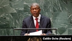 O Presidente de Angola, João Manuel Gonçalves Lourenço, discursa na 78.ª Assembleia Geral das Nações Unidas na sede da ONU em Nova Iorque, EUA, a 20 de setembro de 2023. 