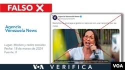Tras una publicación de la Agencia Venezuela News, en redes sociales se ha tergiversado el discurso de la aspirante opositora a la presidencia y cuentas pro Maduro han replicado el mensaje inexacto. 