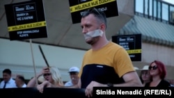 Arhiv - Protest u Banjaluci zbog najave izmjena Krivičnog zakona RS kojim se kriminalizuje kleveta.