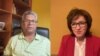 El corresponsal de Press Trust of India, Harinder Mishra, izquierda, habla con Nazrana Ghaffar Yousafzai del Servicio Afgano de la VOA.