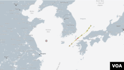 대북제재 대상 북한 유조선 유선호와 안산1호, 삼마2호 등의 항적과 현재 위치. 자료=MarineTraffic
