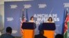 US Commerce Secretary Gina Raimondo, left, and Rebecca Miano, Kenya's Cabinet secretary with the Ministry of Investments, Trade, and Industry, in Nairobi, Kenya, April 24, 2024. (Mariama Diallo/VOA)