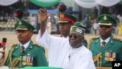 FILE- Nigeria President Bola Tinubu, pictured in Abuja, Nigeria, May 29, 2023, has replaced all of the country's service chiefs in a shakeup that takes immediate effect, the country's presidency said on June 19, 2023.