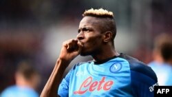 L'attaquant nigérian Victor Osimhen lors du match de football entre Turin et Naples, le 19 mars 2023 au stade olympique de Turin.