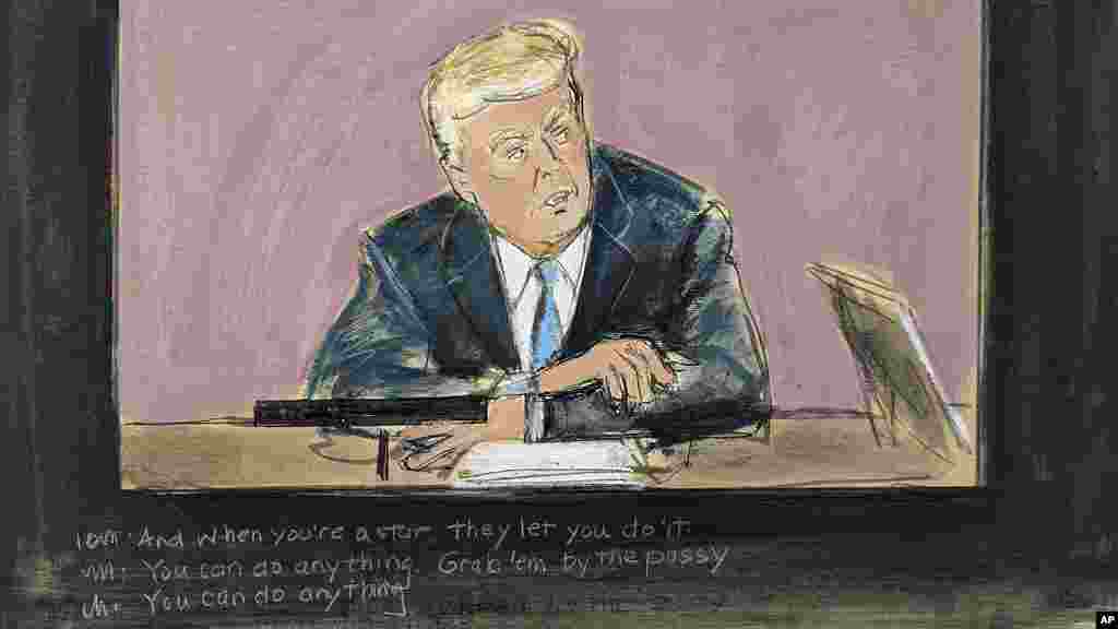 El martes 5 de mayo se hizo pública la declaración en video de Trump, ante la demanda por violación. Las imágenes muestran al expresidente respondiendo preguntas con su característico traje azul marino y una corbata azul brillante. En la grabación, el exmandatario reiteraba su afirmación de que Carroll “no es mi tipo”, pero también la confundió con su segunda esposa, Marla Maples, cuando se le mostró una foto de él reuniéndose con Carroll en la década de 1980.