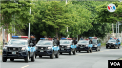 ARCHIVO - La Policía Nacional patrulla las calles de Managua, Nicaragua el 10 de septiembre de 2021. Foto VOA