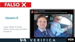 El creador de contenidos estadounidense, Jackson Hinkle, publicó en su cuenta de X una fotografía en la que aparece acompañado supuestamente por el presidente de Rusia, pero se trata de una manipulación. Diseño: Mila Cruz.