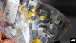 FILE - Vials of single doses of the Jynneos vaccine for mpox are seen at a vaccinations site in the Brooklyn borough of New York, on Aug. 29, 2022.