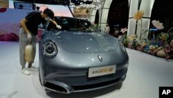 資料照片: 2023年4月18日上海車展上的歐拉電動車