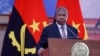 Presidente da Angola João Lourenço durante uma conferência de imprensa no palácio presidencial da Casa Rosada, no âmbito da visita do Presidente da França Emmanuel Macron, em Luanda, a 3 de Março de 2023.