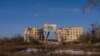 A destroyed building as result of the intense battles between Ukrainian and Russian forces for the control of this strategic city, Izium, Ukraine, on Feb. 22, 2023.