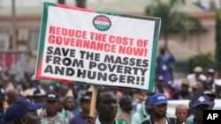 Nigeria Labour Congress, NLC, protest on the street in Lagos, July 26, 2022.