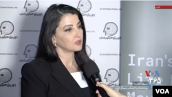 FILE - Independent Iran analyst and former Iran International TV journalist Sima Sabet speaks to VOA Persian in London, Dec. 9, 2023. (VOA Persian)