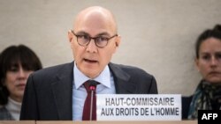 El Alto Comisionado de las Naciones Unidas para los Derechos Humanos, Volker Turk, en el momento en el que presentaba su informe sobre la situación en el Territorio Palestino Ocupado durante la 55ª sesión del Consejo de Derechos Humanos en Ginebra el 29 de febrero de 2024.