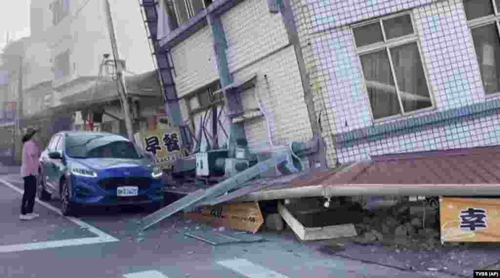 Así quedaron varios edificios en la ciudad de Hualien, al este de Taiwán.&nbsp;