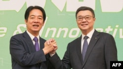 台湾当选总统赖清德在台北举行的记者会上宣布任命前民进党主席卓荣泰担任其政府的行政院长。（2024年4月10日） 