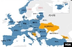 북대서양조약기구(NATO·나토) 현황. 파란색 영역이 30개 기존 회원국. 붉은 글자로 쓴 스웨덴과 핀란드의 신규 가입에 관한 기존 회원국들의 의회 비준 절차가 최근 진행됐다. 핀란드는 이 과정을 마치고 4일 공식 회원국이 됐으나, 스웨덴은 튀르키예와 헝가리의 동의가 남아 있다. 노란색 영역은 그 밖에 가입을 희망한 나라들. [클릭하시면 크게 볼 수 있습니다.]